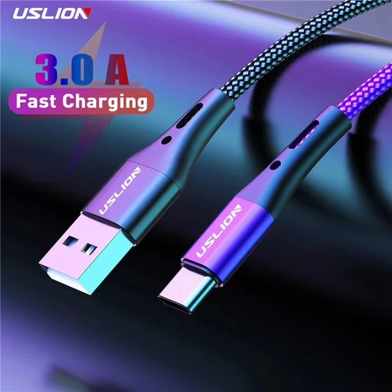 3A USB Type C Cable Wire for Samsung S24 S23 Xiaomi Mi 14 Mobile Phone Fast Charging USB C Cable Type-C Charger Micro USB Cables