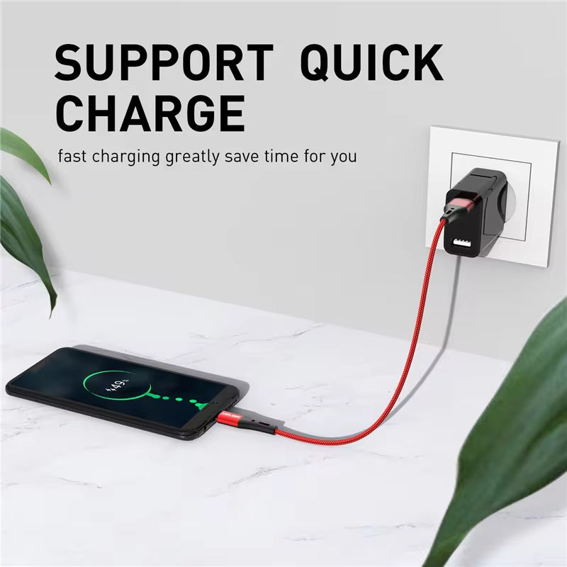 3A USB Type C Cable Wire for Samsung S24 S23 Xiaomi Mi 14 Mobile Phone Fast Charging USB C Cable Type-C Charger Micro USB Cables